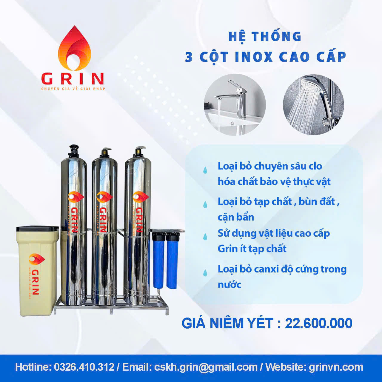 Hệ thống 3 cột Inox